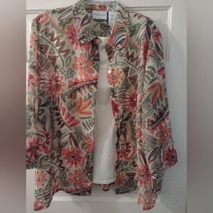 Vintage Alfred Dunner Blouse See through Button up with Attached Tank Sz 20